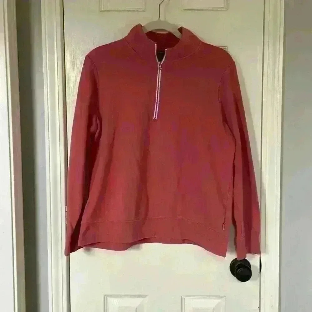 Eddie Bauer Quarter Zip Cropped Pullover Size L Womens